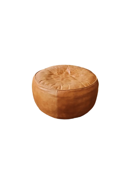 Pouf en Cuir Marron