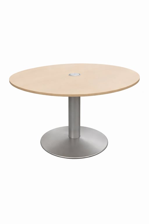 Table de réunion ronde en bois mélaminé et métal