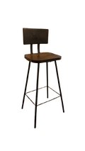 Chaise haute en métal et bois