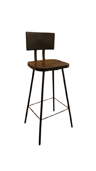 Chaise haute en métal et bois