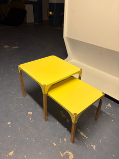 Table basse rectangulaire en bois et métal