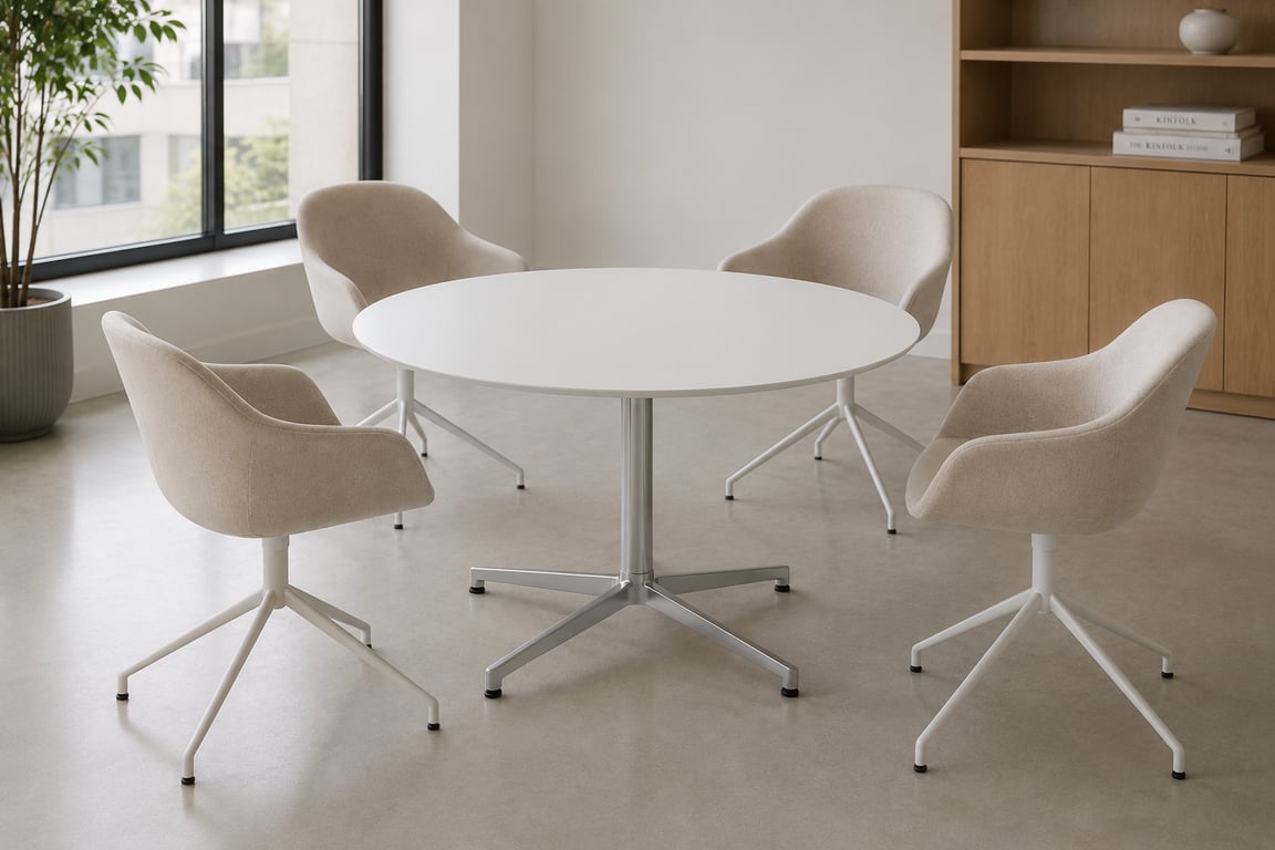 Table de réunion ronde en verre 120cm