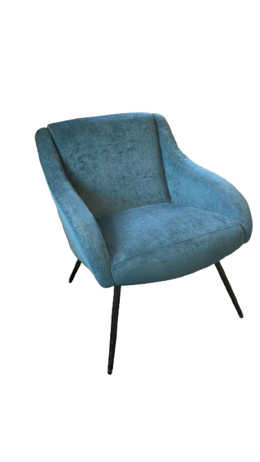 Fauteuils turquoise en tissu et velours avec accoudoirs
