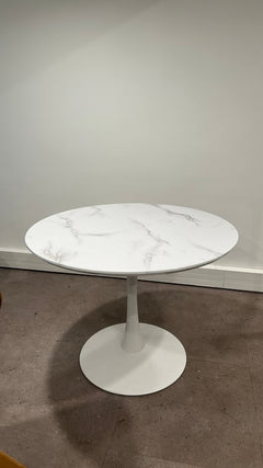 table de cafétéria ronde effet.marbre - Table de cafétéria ronde 100 cm en plastique et métal - face