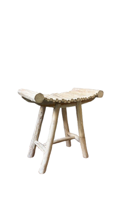 Tabouret en Bois Crème avec Piètement Droit - 3-4