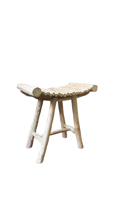 Tabouret en Bois Crème avec Piètement Droit