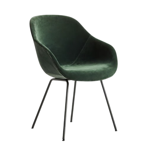 Fauteuil rembourré velours vert