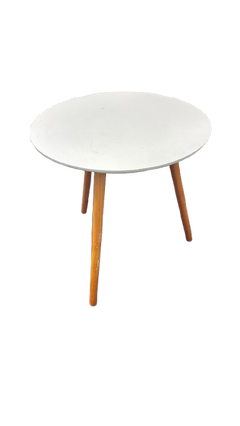 Table basse ronde 48x48 Blanc et bois