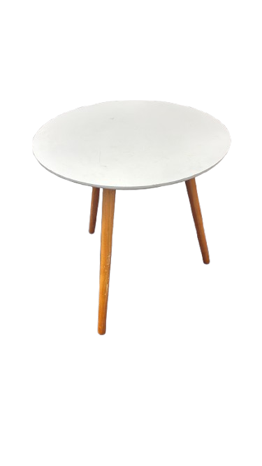 Table basse ronde 48x48 Blanc et bois
