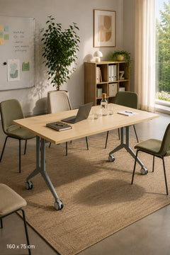 Table rectangulaire 160x75 avec roulettes rabattable