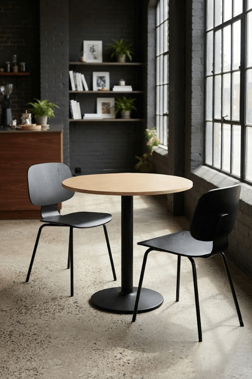 Table de réunion ronde 100x100 Bois et métal