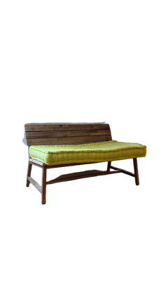 Banc en bois avec assise en tissu - 3-4