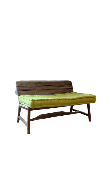 Banc en bois avec assise en tissu