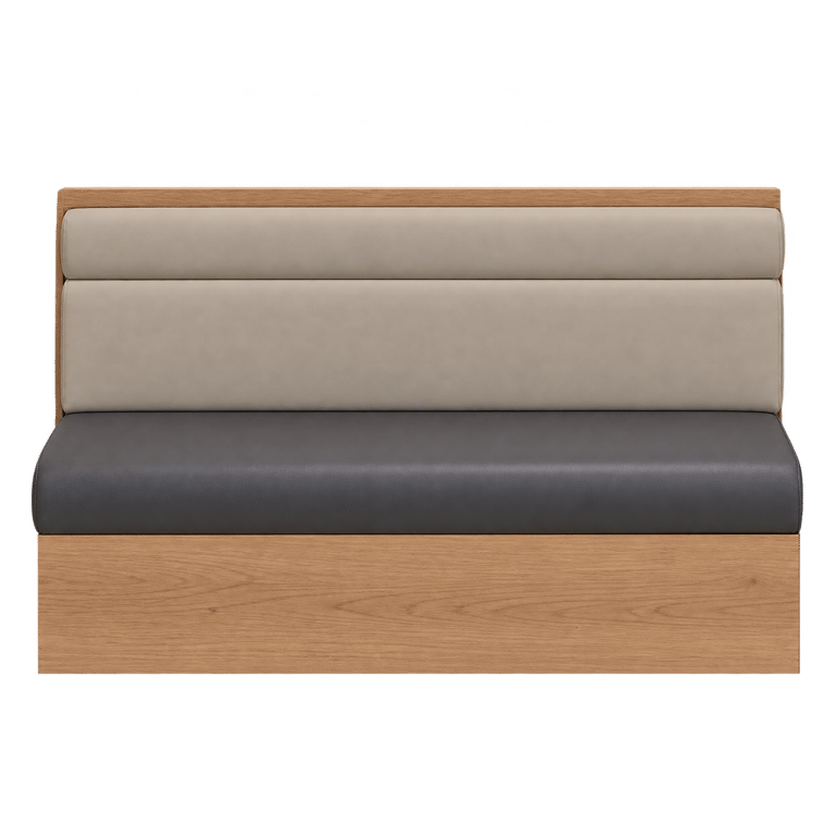 Banquette en cuir et bois clair