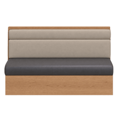 Banquette en cuir et bois clair