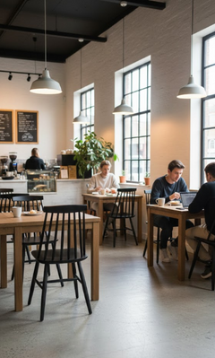 Chaise de cafétéria en bois, couleur noire