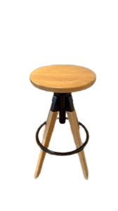 Tabouret en Bois Créme avec Assise Pivotante