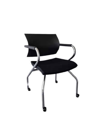 Chaise de réunion avec roulettes et accoudoirs
