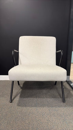 Fauteuil tissu gris clair et métal - 3-4