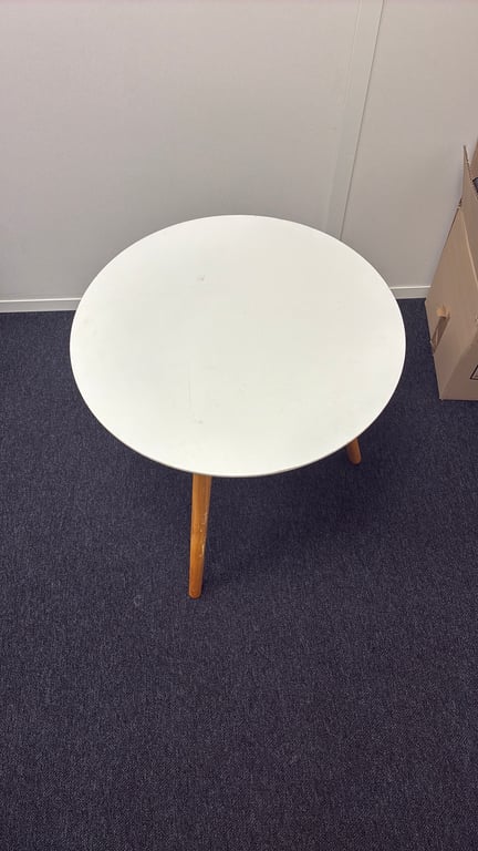 Table basse ronde 48x48 Blanc et bois - 3-4