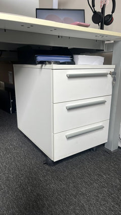 Caisson de bureau roulant 3 tiroirs blanc - 3-4
