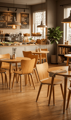Chaise de cafétéria en bois
