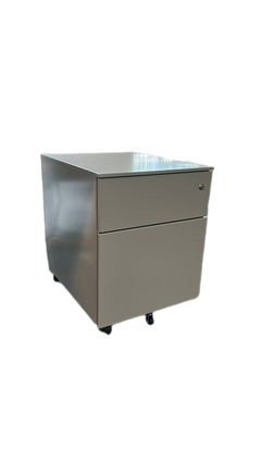 Caisson mobile 2 tiroirs en métal gris - 3-4