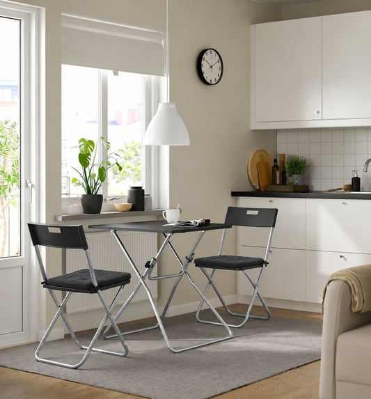Chaise pliante IKEA Gunde Noir avec coussin