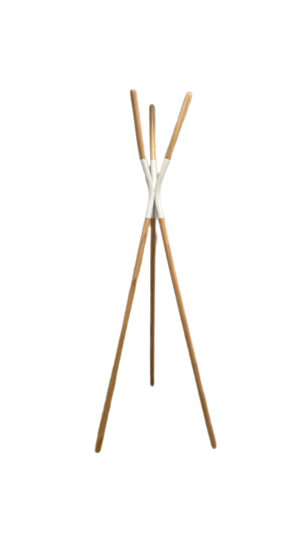 Porte-manteau bois et métal blanc Zuiver Pinnacle - face