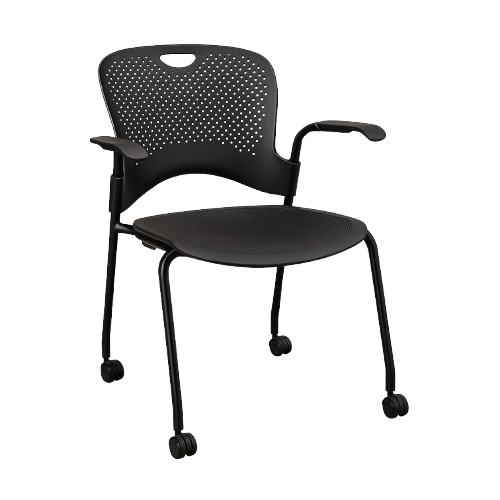 Chaise de réunion en résille avec accoudoirs et roulettes