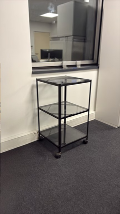 Meuble de rangement à roulettes 3 étagères en verre