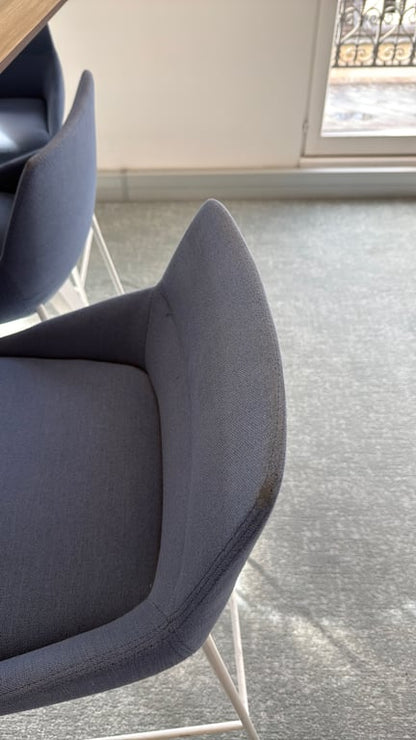 Chaise Haute Bleu en Tissu avec Pieds Métalliques