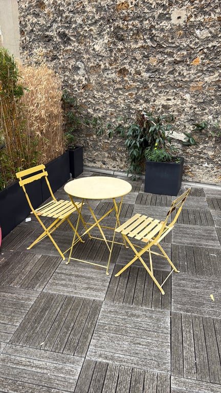 Table d'extérieur ronde 60x60 métal rabattable - 3-4