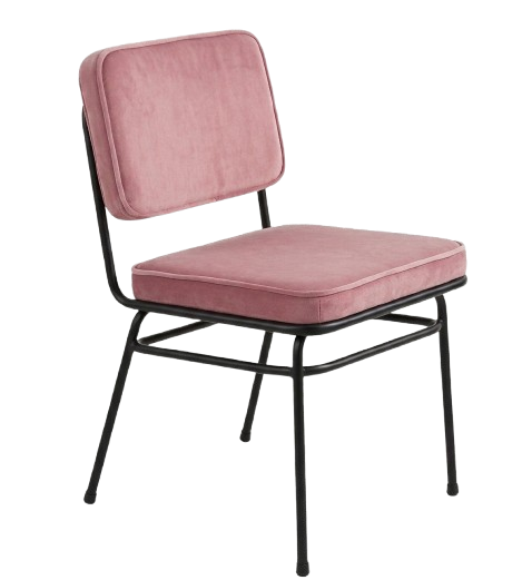 Fauteuil en Métal et Tissu Rose