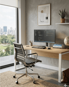 Fauteuil de bureau en cuir noir avec roulettes