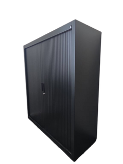 Armoire basse à rideaux 120 cm noir - 3-4