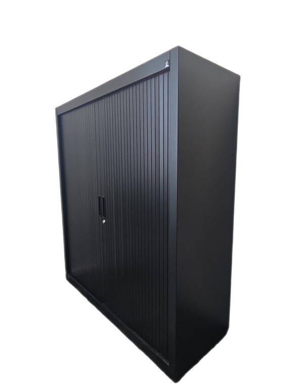 Armoire basse à rideaux 120 cm noir