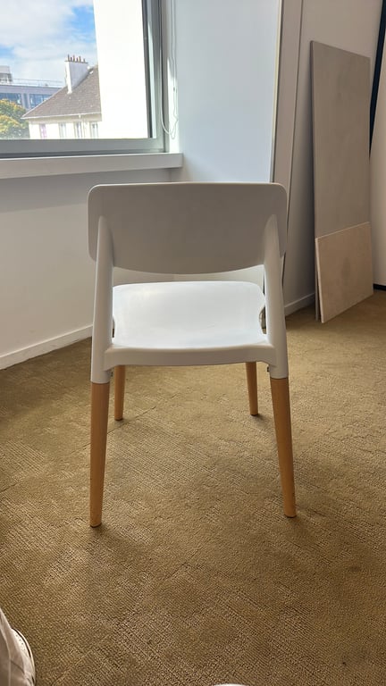 Chaise de cafétéria bois Blanc - arriere