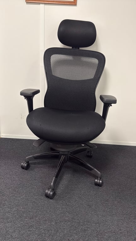 Fauteuil de bureau ergonomique tissu résille noir - 3-4