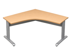 Bureau d'angle 160x160 Chêne clair et métal