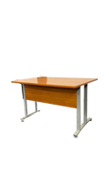 Bureau droit 120x80 - Bois brun rougeâtre et Métal gris clair
