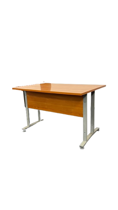 Bureau droit 120x80 - Bois brun rougeâtre et Métal gris clair