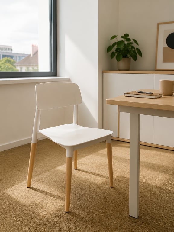 Chaise de cafétéria bois Blanc