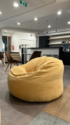 pouf jaune - Pouf spacieux en tissu Turmeric - 3-4