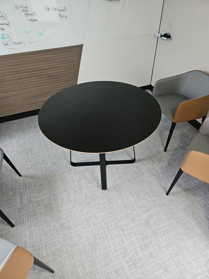 Table de réunion ronde en bois et métal