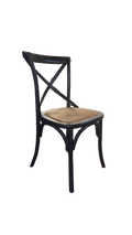 Chaise de cafétéria en bois et rotin tressé