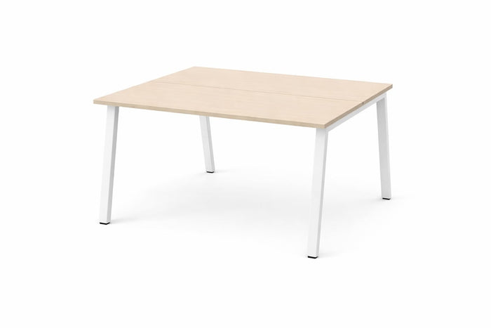 Bureau multiposte en bois mélaminé avec pieds métalliques
