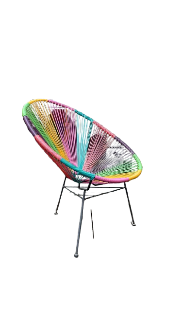 Chaise d'extérieur métal et cordage arc-en-ciel - 3-4
