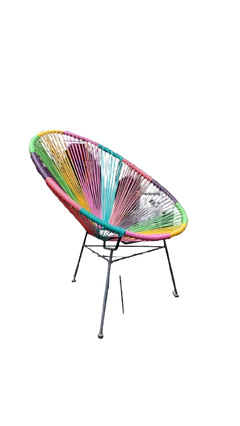 Chaise d'extérieur métal et cordage arc-en-ciel - 3-4