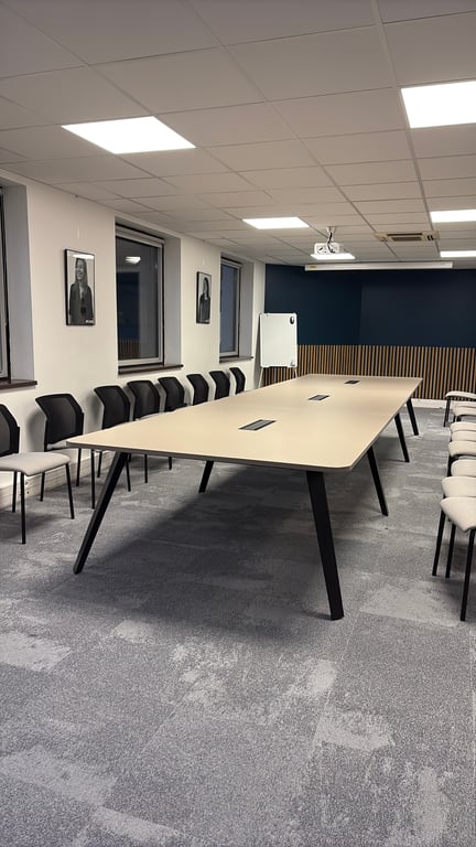 Table de réunion 150x576 cm mélaminé gris clair - 3-4